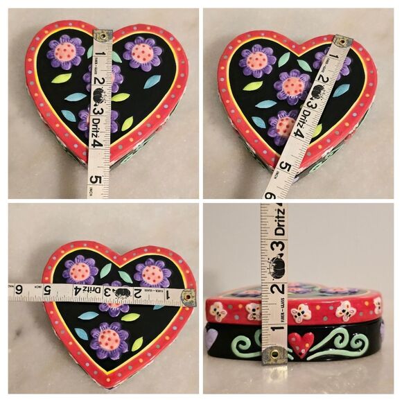Heart Shaped Floral Ceramic Custom Trinket Box Handpainted - Picture 8 of 8